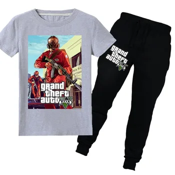 Grand Theft Auto Joc Pantaloni Lungi 2 buc Copii Seturi GTA 5 Tricou Fete Baieti Copii Copilul Haine de Fata Roupa Infantil Menina