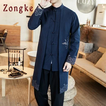 Zongke Națională Chineză Stil Lung Geacă Bărbați Streetwear Mult Jacheta Barbati Hip Hop Jacheta Barbati Jacheta Haina 2021