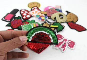 24buc /lot mixt de fructe buzele sequin patch-uri fier de călcat fierbinte pe Broderie patch-uri de haine pentru fete DIY accesorii de îmbrăcăminte