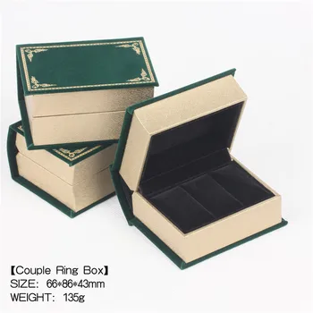 2020 Creative carte verde în formă de cutie de bijuterii, de înaltă calitate piele de căprioară cuplu inel cutie, cadou de nunta inel cutie