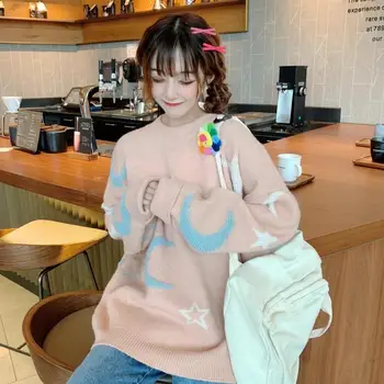 Pulovere pentru femei Geometrice Epocă Kawaii Liber Casual Ins Maneca Lunga Pulover de sex Feminin coreeană Harajuku Imbracaminte Femei 520i