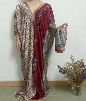 2020 Sexy V-neck Vacanță Batwing Maneca Maxi Halat Supradimensionat Caftan Dashiki stil African Musulman Abaya rochiile Lungi haine Africane
