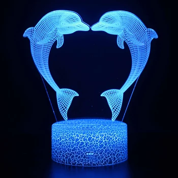 Figurina 3D RGB Lampa delfin lumina Cadou Lumina de Noapte LED 7 Culori Lampa de Noapte