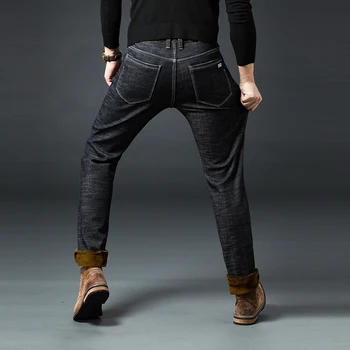 Jantour de iarnă Lână Cald Blugi Barbati groase Denim Stretch Jean male Brand Pantaloni de Bumbac pentru bărbați de Mari dimensiuni 35 40 42 44 46