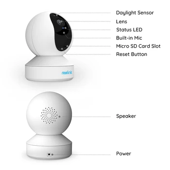 Reolink 3MP Baby Monitor camera ip de interior WiFi Pan&Tilt 2-way audio de la distanță acces la SD card de înregistrare E1*2 E1