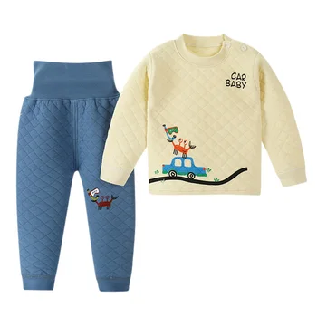Copii Băieți Fete Lenjerie de corp Termice Set Pijamale Fete Drăguț Desene animate Imprimate T-shirt, Bluze Pantaloni Pentru Copii Copilul
