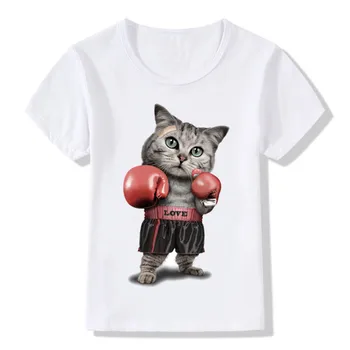 2020 Copii Puglism Boxer Puternic Pisică/Câine Amuzant tricou Copii Top de Vara Fete Baieti Maneca Scurta, Haine Copii tricou