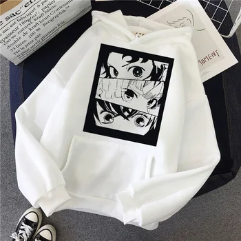 Demon Slayer Hoodie Solid de Culoare Moda Streetwear Unisex Harajuku Estetic ' 90 Tricoul Ulzzang Grafic Casual Anime Capota