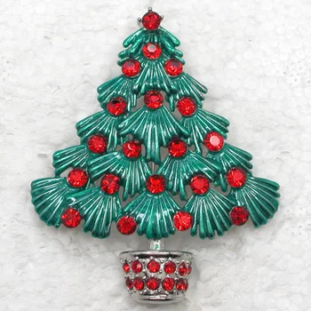 Roșu Stras pom de Crăciun Pin broșe C504 C