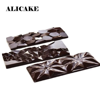 3 Cavitate de Ciocolata Bar de Mucegai Policarbonat Matrite de Ciocolata Formă Tava 154x77x9mm Diamant floare de zăpadă Geometrie produse de Patiserie de Copt Instrumente