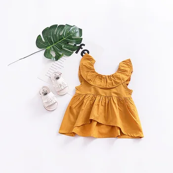 Moda galben de Vară pentru Copii Vestidos Copil Rochie de Fete pentru Sugari Rochii de Printesa De Fata Cu Arc Drăguț Backless Imbracaminte Copii