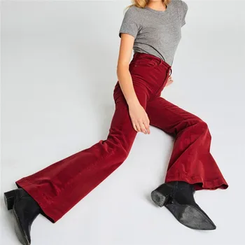 2021 Toamna Vintage de Catifea Evazate Pantaloni Femei de Înaltă Talie Pantaloni Lungi de Moda Y2K ' 90 Kaki Brwon Joggeri Streetwear