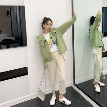 2020 Primavara Toamna Cardigan Vrac Haina Femei Sacou Retro Coreea De Tricotat Pulover Cardigan Jumper