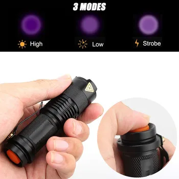 Zoom Led Lanterna UV 395nm Violet lanterna Lanterna Lumina Lămpii AA Baterie Pentru Marker Checker Detectarea SK68 Felinar