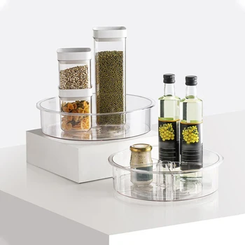Placă Turnantă 11.5 Inch Din Plastic Transparent Cabinet Organizator 360° Filare Spice Rack Organizator De Condimente, Sosuri, Băuturi, Camara