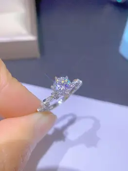 Atmosferă de lux pentru femei argint 925 Moissan inel cu diamant de logodna bijuterii cadou