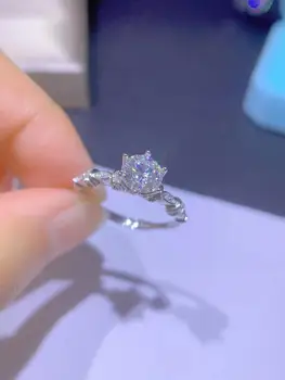 Atmosferă de lux pentru femei argint 925 Moissan inel cu diamant de logodna bijuterii cadou