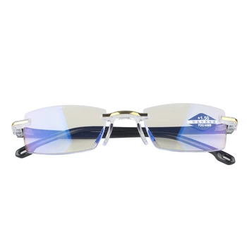 Fără ramă Lectură Anti Blue Light Ochelari Femei Bărbați Pătrat Fara rama Retro Obiectiv Clar Presbyopic ochelari de Citit pentru femei