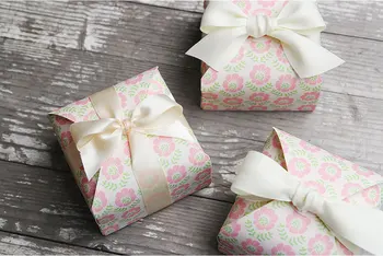 10 buc buline verzi, cu flori roz Paisley cutie de hârtie pentru decoratiuni pungi de hârtie pentru cutie de bomboane de nunta decoratiuni de copt