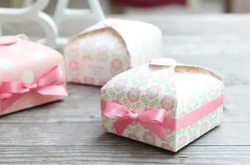 10 buc buline verzi, cu flori roz Paisley cutie de hârtie pentru decoratiuni pungi de hârtie pentru cutie de bomboane de nunta decoratiuni de copt
