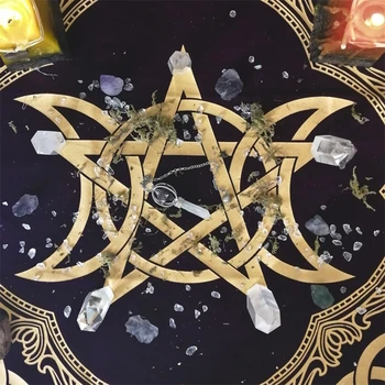 Triple Luna Pentagrama Altar Pânză Divinație, Astrologie, Tarot Carti De Joc Față De Masă De Catifea Tabla De Joc Pad