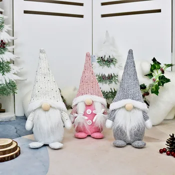 2021 Anul Nou Crăciun Fericit Pandantiv Fără Chip Santa Alb Roz Gnome Papusa De Plus Ornamente De Pom De Decoratiuni De Masă Pentru Copii Jucarii Cadou