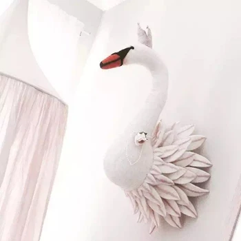 Plus Nordic Jucărie Cap de Animal Macrame Agățat de Perete Decor Animal Swan Umplute Dormitor Copil Fată Cameră Decor Acasă pentru Copii