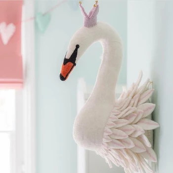 Plus Nordic Jucărie Cap de Animal Macrame Agățat de Perete Decor Animal Swan Umplute Dormitor Copil Fată Cameră Decor Acasă pentru Copii