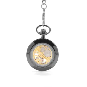 Retro negru roata Roman scară mare ceas de buzunar curtea creative valoare cadou rafinat flip-ceas de buzunar