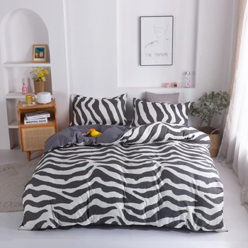 Stil Modern Model Zebra Set de lenjerie de Pat,220x240 Carpetă Acopere Set Cu fata de Perna,240x210 Quilt Capac,Gri King Size Pătură de Acoperire