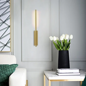 Nordic a CONDUS Linie Lungă Lampă de Perete Aur Metalice Moderne Liniar de Perete Nuanțe de Lumină pentru Camera de zi Dormitor Bucatarie Interior Decor Acasă