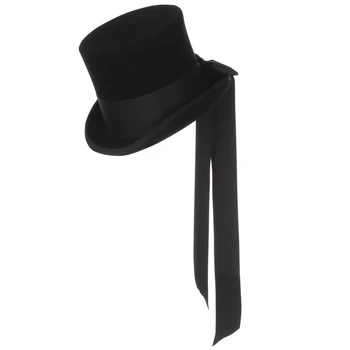 GEMVIE Lână Simțit Pălărie de Top din Satin Căptușite Manual Cilindru Pălărie Pentru Bărbați Mad Hatter Petrecere Fedora Costum Accesoriu Magic Hat