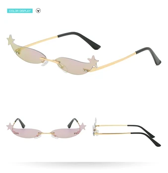 2019 Noi Mici fără ramă Steampunk ochelari de Soare Femei Barbati Moda Ochi de Pisică Stele flacără de Foc Ochelari de Soare Metal Fierbinte Oglindă UV400 Ochelari