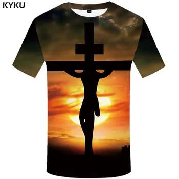 KYKU Isus tricou Barbati Spațiu tricouri 3d Harajuku Haine Anime Luna Tricou Imprimat Nor Tricou Maneci Scurte Print Punk Rock