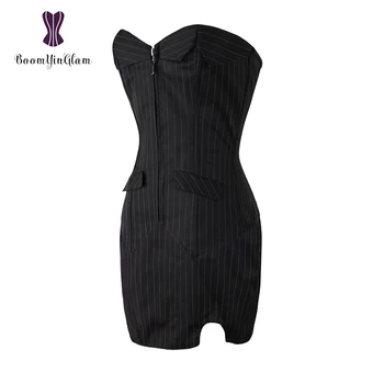 Design de moda plus dimensiunea rochie costum corset bustiera cu fermoar frontală birou corset cu fusta slab 801#
