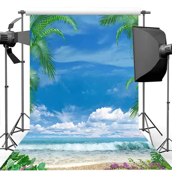NeoBack Plajă Vacanță Fondul pentru poze de Vara la Mare Sunny Beach Fundaluri de fotografie, Cer Albastru Nori Albi de fundal fotografie
