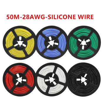 50M/lot 164ft 28AWG Silicon Flexibil Cablu cu fire RC Cablu de Sârmă de Cupru moale Cabluri Electrice de cablu pentru Industria DIY