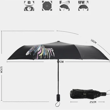 BLA Creativ de Schimbare a Culorii Zebr Model de Pliere Ploioase, Umbrela Anti-UV, Impermeabil de Protecție solară Umbrelă de soare, Umbrele de sex Feminin YS013