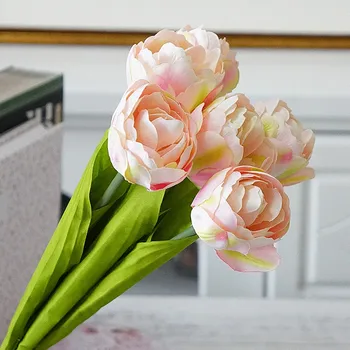 6Pcs/grup francez lalele Flori Artificiale acasă nunta DIY decorare de mătase albă tulip mână flori flores Nou decor casa