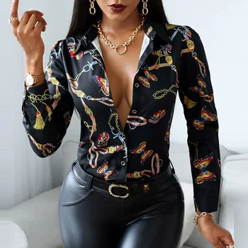 Femei Bluza Topuri De Primăvară 2021 Imprimare Doamnă Birou De Lucru Poarte Tricouri Cu Mâneci Lungi Stil African Noua Moda De Sex Feminin Blousa Femme