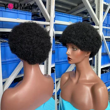 Afro Pervers Cret Peruci Brazilian Bob Scurt Umane Peruca Din Par Uman Peruca Par Negru Pentru Femei Pline De Mașini Pixie Cut Peruca Poate