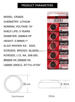 Cr 2025 3V Baterie cu Litiu, 30PCS/LOT Pentru maxell Original cr2025 Baterii Buton Pentru tabloul Principal de Control de la Distanță Jucărie