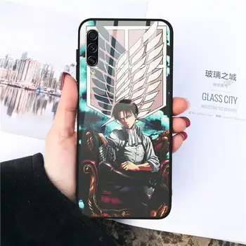 Ackerman Atac pe Titan anime Caz Telefon din sticla Temperata Pentru Samsung S6 S7 edge S8 S9 plus A7 2018
