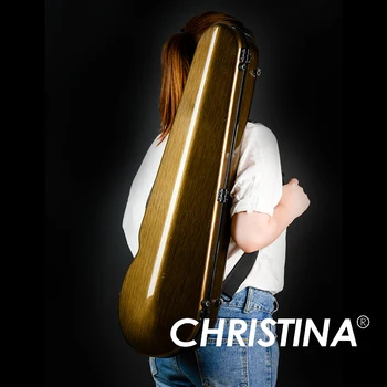 De înaltă calitate, Italia Christina cazul vioara 4/4 vioara de carbon, fibra de sticla caz de culoare de aur Vioara accesorii cu două arcuri titularii