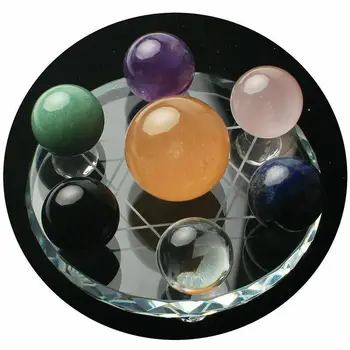 Fengshui Șapte Stele Matrice Naturale Alb Cristal+Placa De Baza Pentru Decor