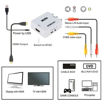 HDMI la RCA AV Convertor Adaptor Suport NTSC PAL pentru PS3 DVD Player Computer Video Compozit Convertizor Cutie
