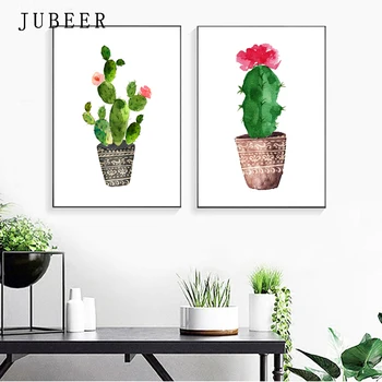 Stil scandinav Cactus Postere si Printuri de Ghivece cu Plante de Camera de zi de Decorare Imagini Frunze Verzi Panza Pictura pe Perete