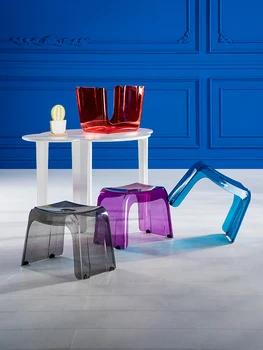 Modern, simplu scaun mic de uz casnic living transparent scaun mic creative Cristal scaun de plastic mici bancă non-alunecare b