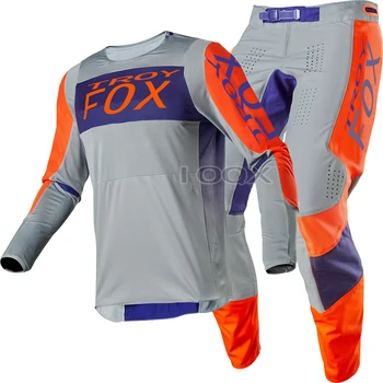Transport gratuit 2020 TROY FOX MX/ATV-uri de Curse 360 Linc Jersey & Pant Combo Gri/Portocaliu MX ATV Motocross de Viteze Set