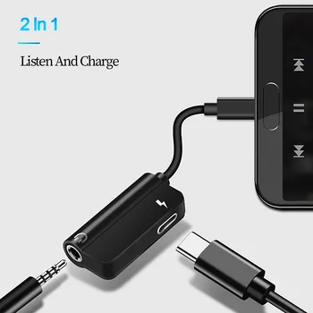 2 in 1 Tip C pentru Jack de 3,5 mm Cablu AUX Adaptor de Tip C 3.5 Audio Converter Cablu pentru Huawei Mate40 P40 30 Xiaomi Headphone Adapter